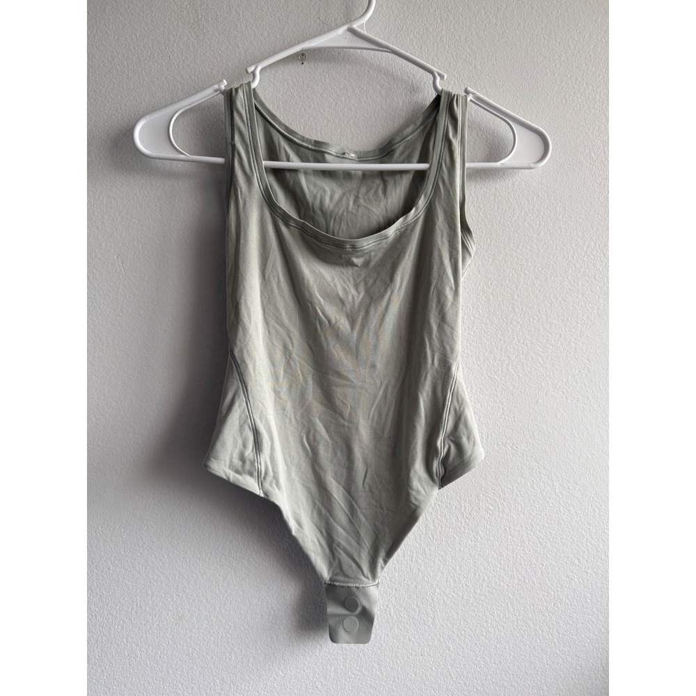 Lululemon Align Bodysuit Nulu Sage Green Scoop Neck Sleeveless Thong Back 3611
